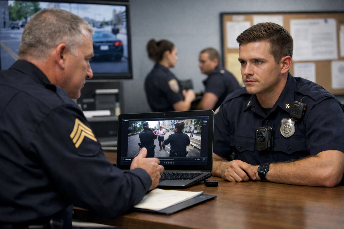 Officer talking with another officer